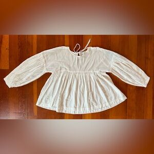 NWOT Madewell White Women's 100% Cotton Peasant Blouse - Medium